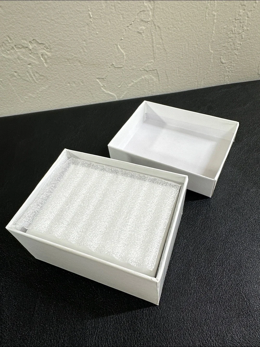 Premium White Lacquered Wooden Double Ring Box • Ring Bearer Box